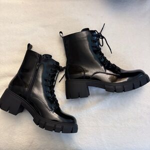 Black Lace-Up Ankle Boots